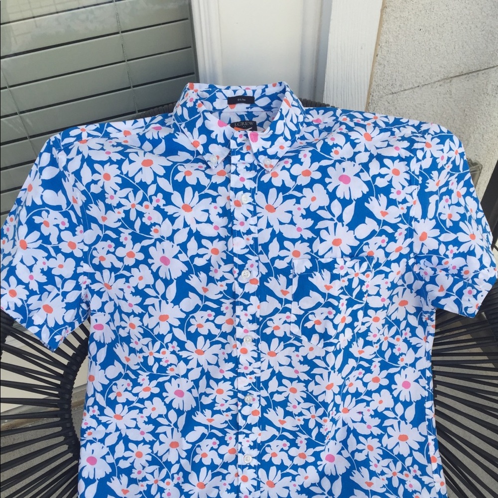J Crew Men’s Large casual button down print shirt